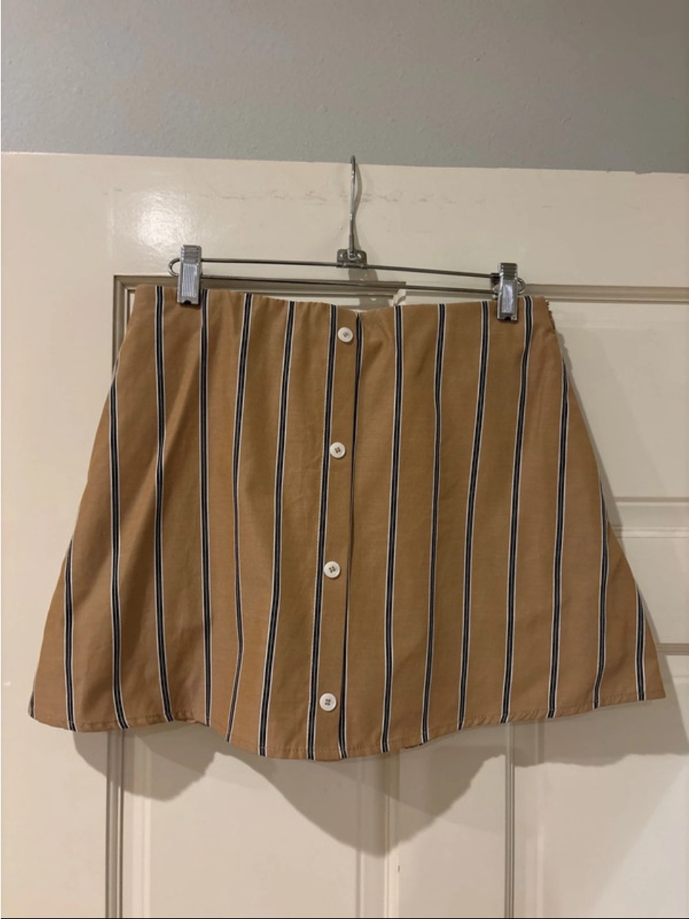 MARBLE Tan Striped Button-Front Mini Skirt